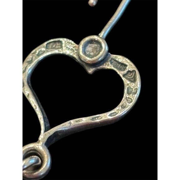 Silpada 925 Sterling Silver Spread Love Double Heart Dangle Vtg Earrings W1765 - Picture 2 of 3